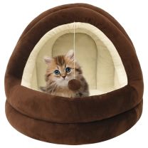 Kattenmand 40x40x35 cm bruin en crmekleurig