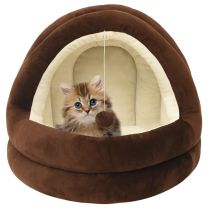 Kattenmand 50x50x45 cm bruin en crmekleurig