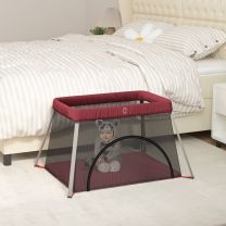  Babybox met matras linnen rood