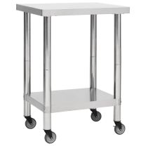  Keukenwerktafel met wielen 60x30x85 cm roestvrij staal