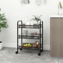  Keukentrolley 3-laags 46x26x64 cm ijzer zwart