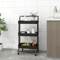  Keukentrolley 3-laags 42x25x83,5 cm ijzer en ABS zwart