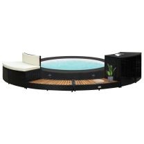  Spa-ombouw poly rattan en massief acaciahout zwart