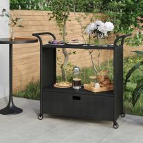  Serveerwagen met lade 100x45x97 cm poly rattan zwart
