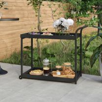  Serveerwagen 100x45x83 cm poly rattan zwart