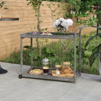 Serveerwagen 100x45x83 cm poly rattan grijs