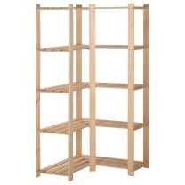  Hoekopbergrek 5-laags 82,5x82,5x170 cm massief grenenhout