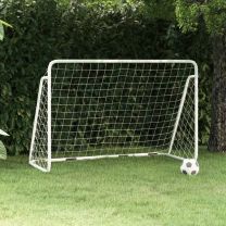  Voetbaldoel met net 180x90x120 cm staal wit