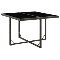  Tuintafel 109x107x74 cm poly rattan en glas zwart