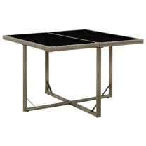  Tuintafel 109x107x74 cm poly rattan en glas grijs