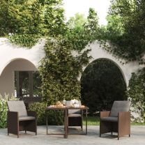  Tuintafel 109x107x74 cm poly rattan en glas bruin