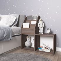  Kindertijdschriftenrek 71x30x78,5 cm spaanplaat grijs en eiken