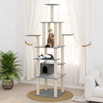 Kattenkrabpaal met sisal krabpalen 183 cm lichtgrijs