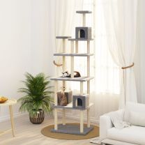 Kattenmeubel met sisal krabpalen 188 cm lichtgrijs