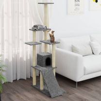 Kattenmeubel met sisal krabpalen 155 cm lichtgrijs
