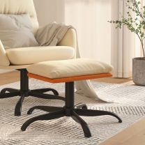  Voetenbank 60x60x36 cm stof en kunstleer crmekleurig