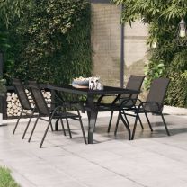  Tuintafel 140x70x70 cm staal en glas zwart