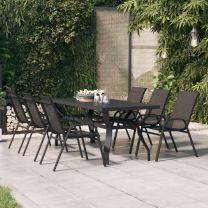  Tuintafel 180x80x70 cm staal en glas zwart