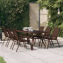  Tuintafel 180x80x70 cm staal en glas bruin en zwart