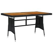  Tuintafel 130x70x72 cm poly rattan en massief acaciahout zwart