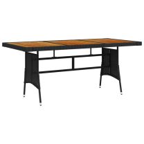  Tuintafel 160x70x72 cm poly rattan en massief acaciahout zwart