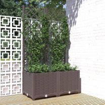  Plantenbak met latwerk 80x40x136 cm polypropeen bruin