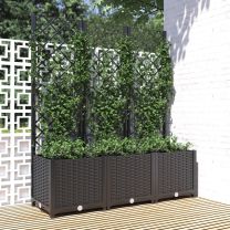  Plantenbak met latwerk 120x40x136 cm polypropeen zwart
