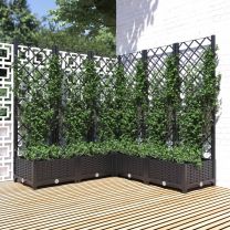  Plantenbak met latwerk 120x120x121,5 cm polypropeen zwart