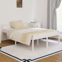  Bedframe massief grenenhout wit 135x190 cm 4FT6 double