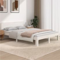  Bedframe massief hout wit 135x190 cm 4FT6 Double