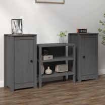  Dressoirs 2 st 40x35x80 cm massief grenenhout grijs