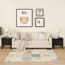  Bijzettafels 2 st 40x40x39 cm massief grenenhout zwart
