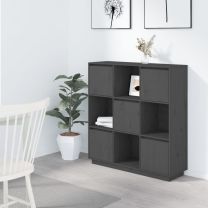  Hoge kast 110,5x35x117 cm massief grenenhout grijs
