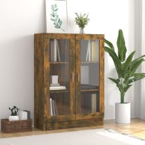  Vitrinekast 82,5x30,5x115 cm bewerkt hout gerookt eikenkleurig