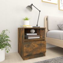  Nachtkastjes 2 st 40x40x50 cm bewerkt hout gerookt eikenkleurig
