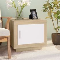  Salontafel 51x50x45 cm bewerkt hout wit en sonoma eikenkleurig