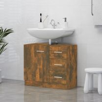  Wastafelkast 63x30x54 cm bewerkt hout gerookt eikenkleurig
