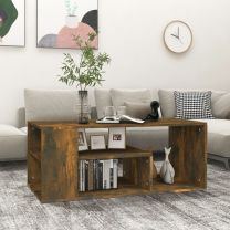  Salontafel 100x50x40 cm bewerkt hout gerookt eikenkleurig