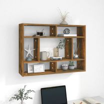  Wandschap 75x16x55 cm bewerkt hout gerookt eikenkleurig
