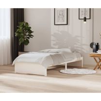  Bedframe massief hout wit 90x200 cm