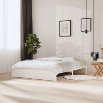  Bedframe massief hout wit 160x200 cm