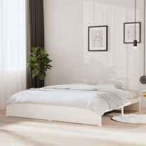  Bedframe massief hout wit 200x200 cm