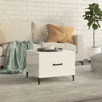  Salontafel met metalen poten 50x50x40 cm hoogglans wit