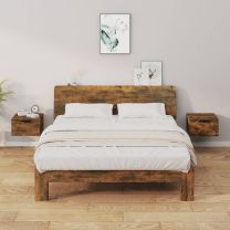  Nachtkastjes 2 st wandgemonteerd 34x30x20 cm gerookt eikenkleur