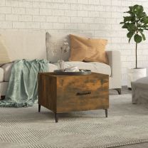  Salontafel met metalen poten 50x50x40 cm gerookt eikenkleurig