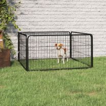  Hondenkennel 4 panelen 100x50 cm gepoedercoat staal zwart