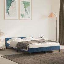  Bedframe met hoofdeinde fluweel donkerblauw 140x200 cm
