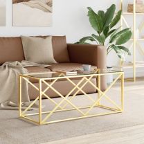  Salontafel 110x45x45 cm roestvrij staal en glas