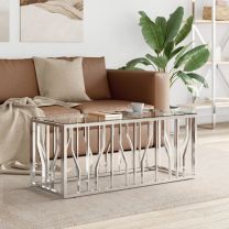  Salontafel 110x45x45 cm roestvrij staal en glas