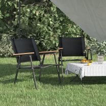  Campingstoelen 2 st 54x55x78 cm oxford stof zwart